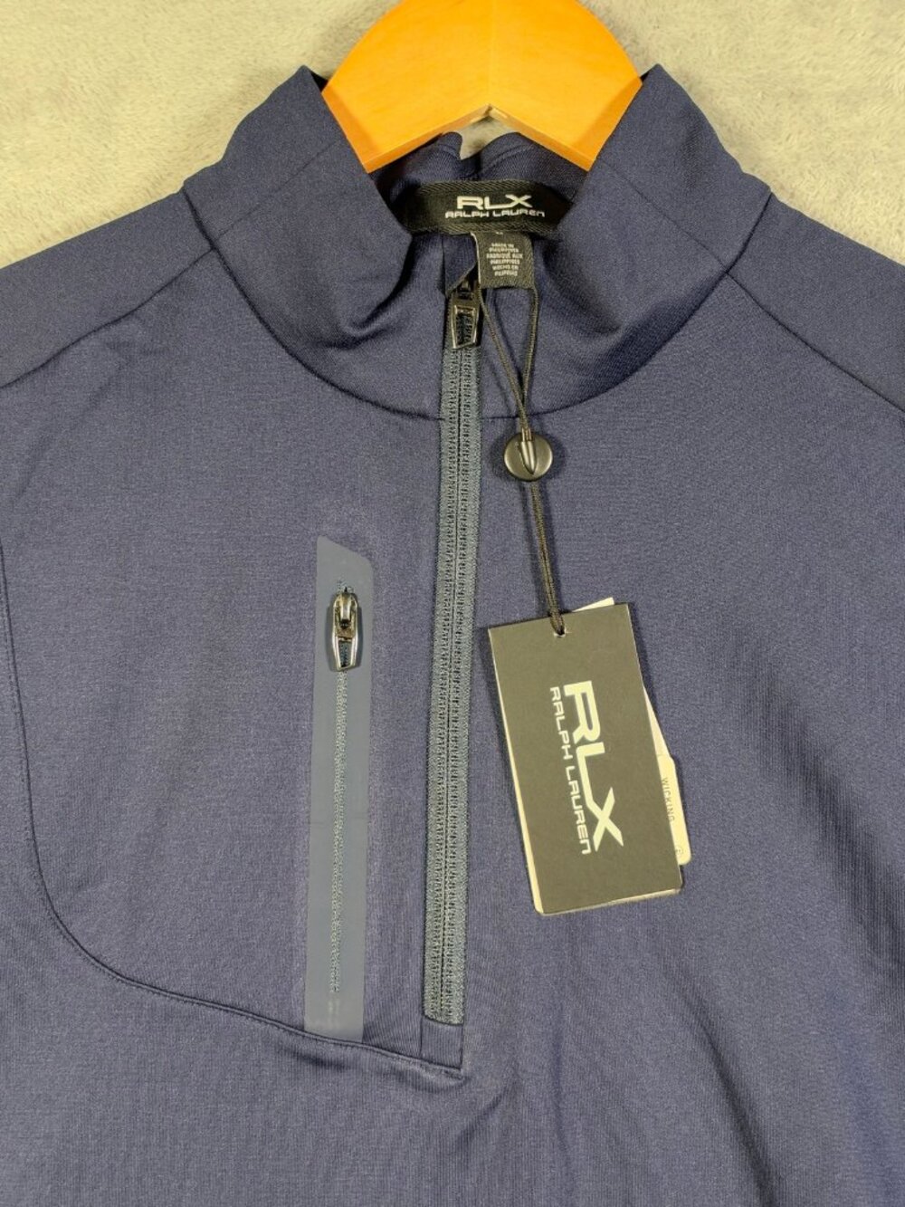 RLX Ralph Lauren Pullover Mens M Blue 1/4 Zip Stretch Jersey Performance Golf